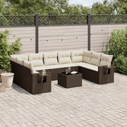 Set Divani da Giardino 10pz con Cuscini in Polyrattan Marrone 3252950