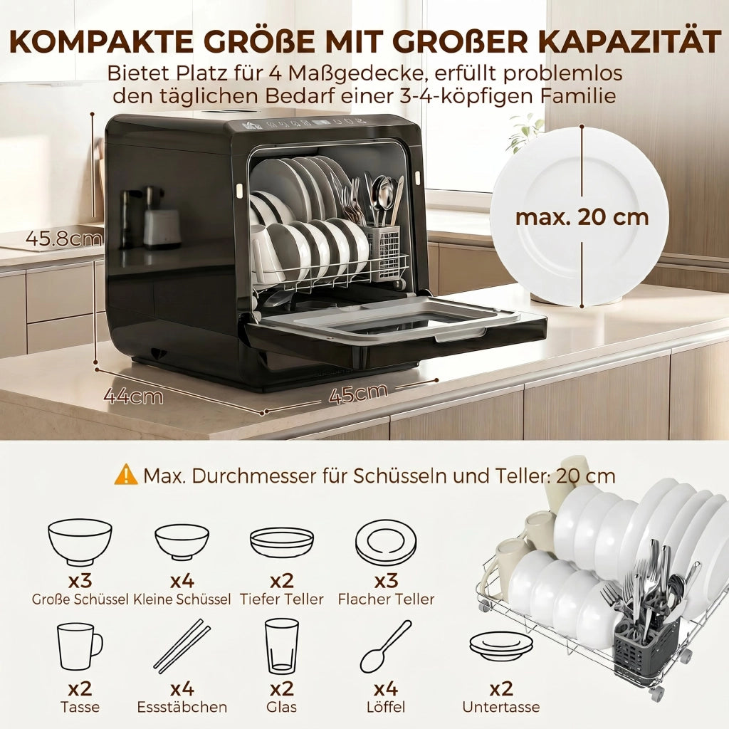 Lavastoviglie da tavolo ¨C Xylo ¨C 6 litri 5 programmi LED nero