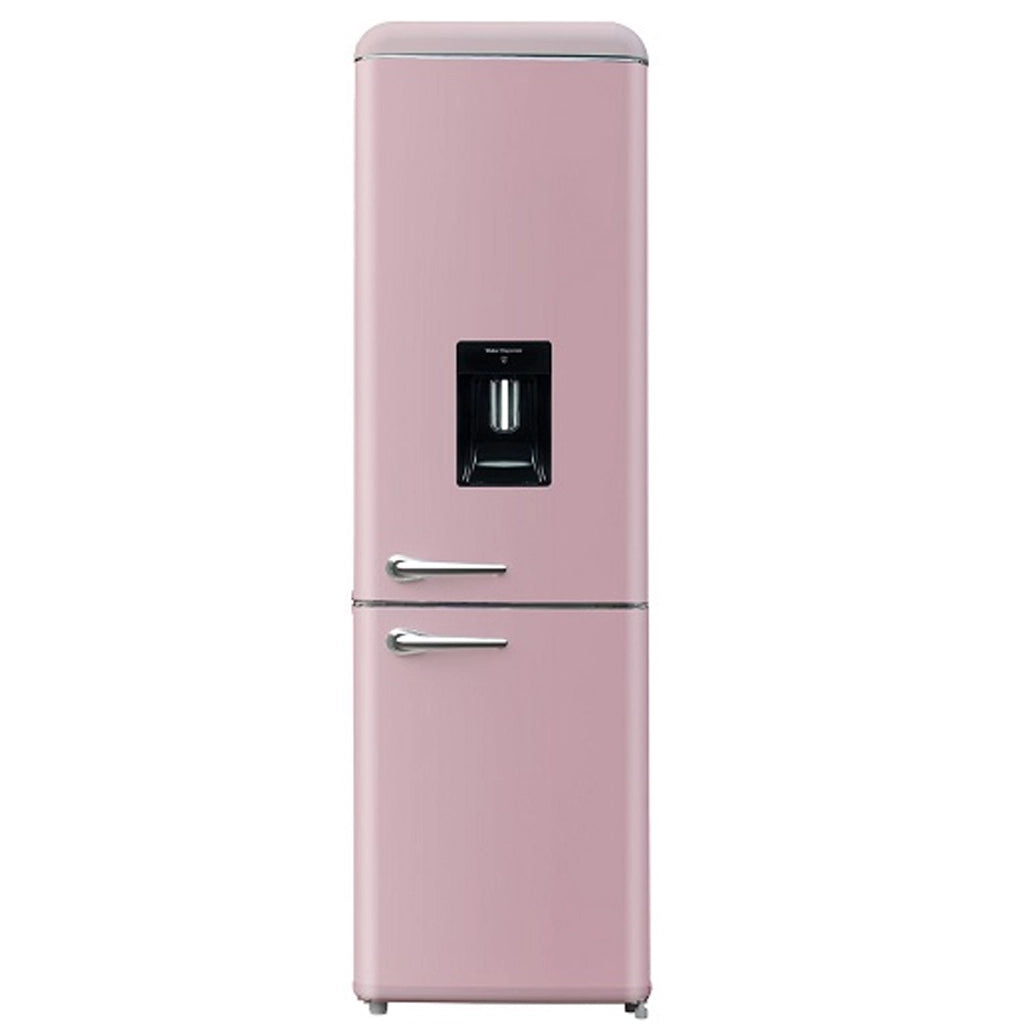 Frigorifero Combinato Vintage Doppia Porta 247Lt Rosa con dispenser d'acqua