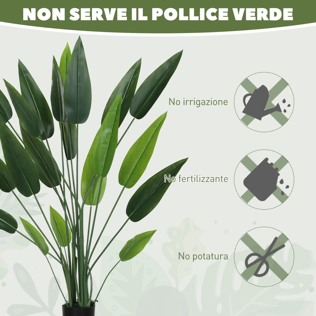 Pianta Artificiale Strelitzia da Interno ¨C zephmum ¨C Verde 140 cm con Vaso