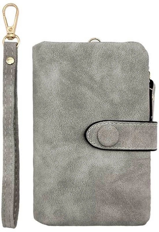 Portamonete per donna - Soffice e comodo, carino e stile, con più tasche per carte (grigio)