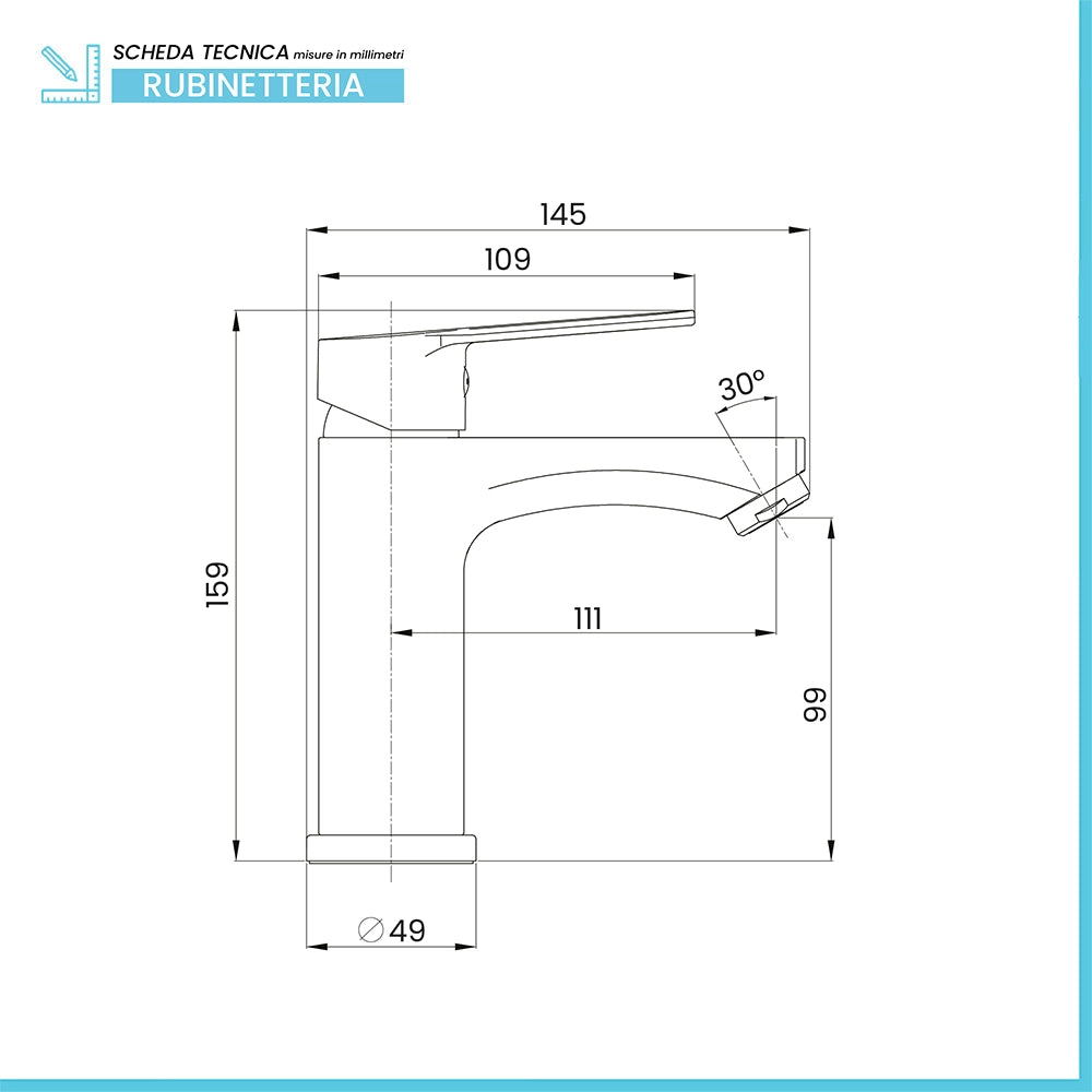 Miscelatore lavabo monocomando in zinco cromato con piletta - Eden