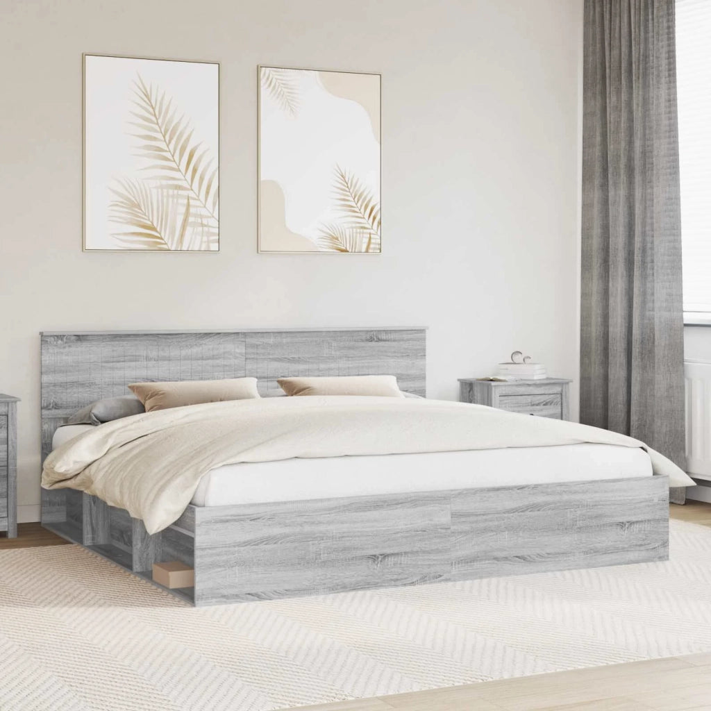 Struttura del letto Grigio Sonoma 200 x 200 cm Pino massello 3410560