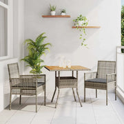 Set da Pranzo per Giardino 3 pcs Grigio polyrattan 3334937