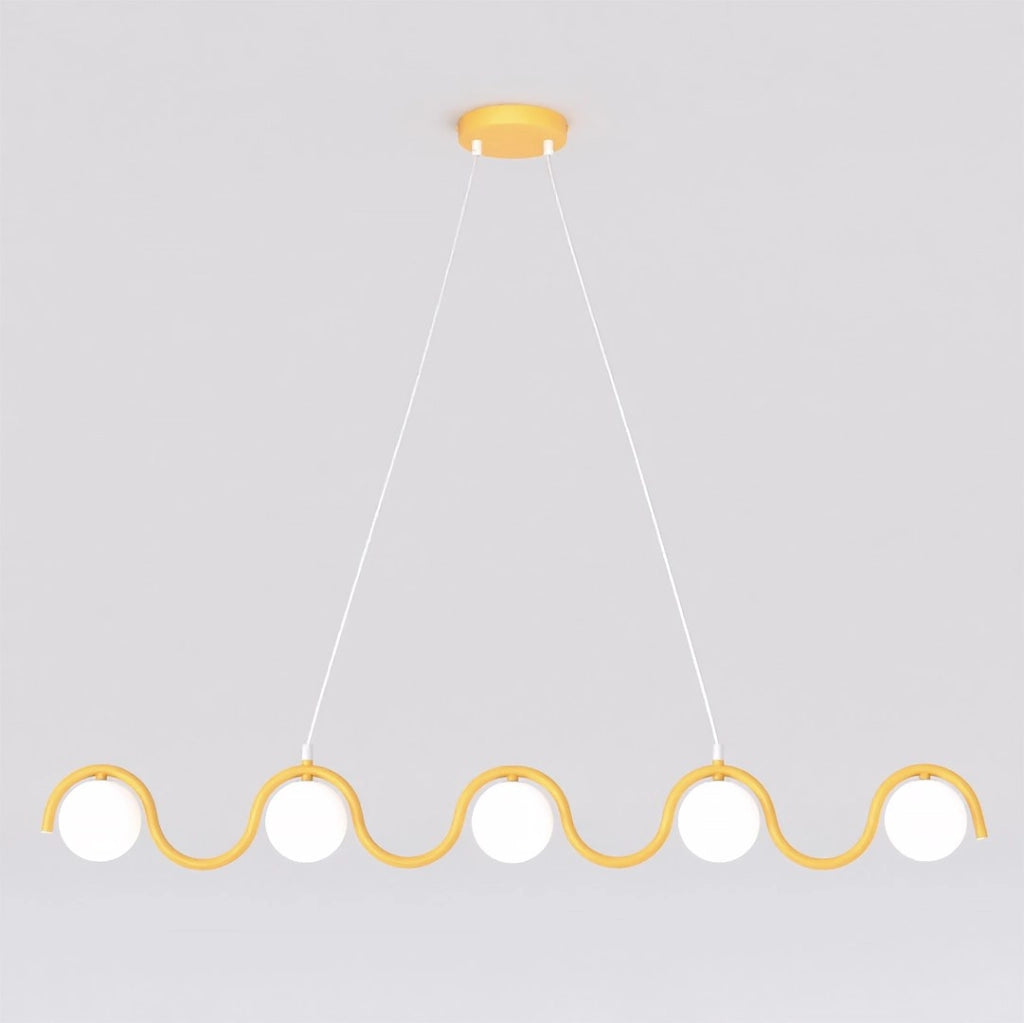 Lampada sospesa SINUS ondulata 5xG9 arancio-bianca