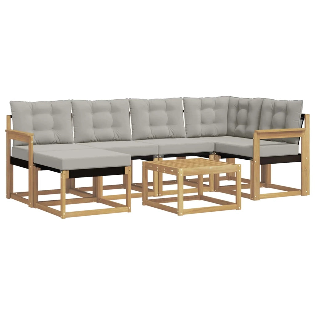 Set di divani da esterno 7 pcs Bianco e Grigio Chiaro 3389661