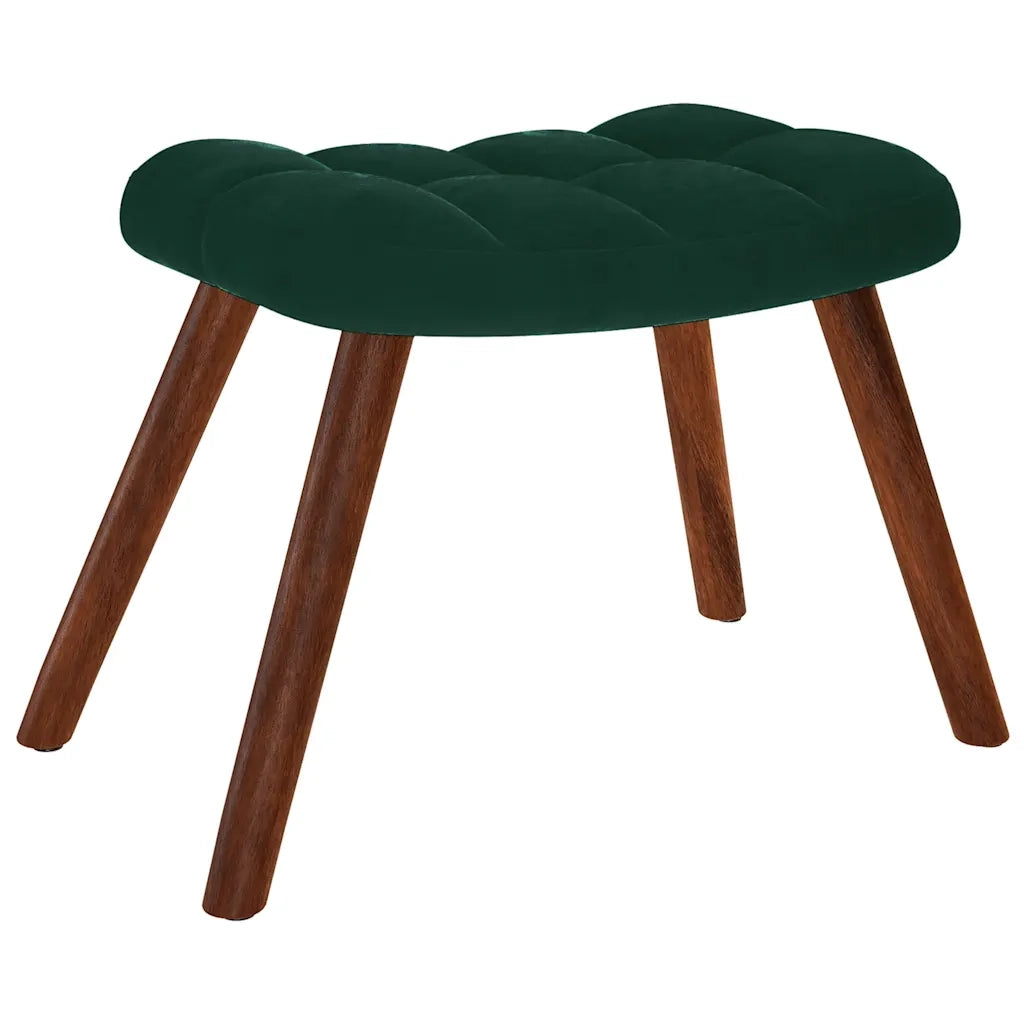 Poltrona Relax | Sedia Relax con Sgabello in Velluto Verde Scuro