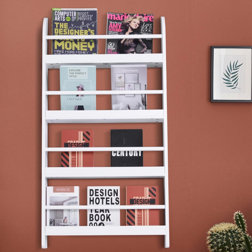Libreria a Parete con 4 Ripiani ¨C Minimal ¨C 59x12x113cm Bianco