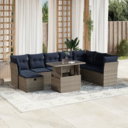 Set Divani da Giardino 9 pz con Cuscini Grigio in Polyrattan 3274711