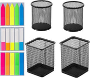 Organizzatore per Pennelli - Cassetti per Ufficio in Metallo Nero - Set da 4 Pezzi