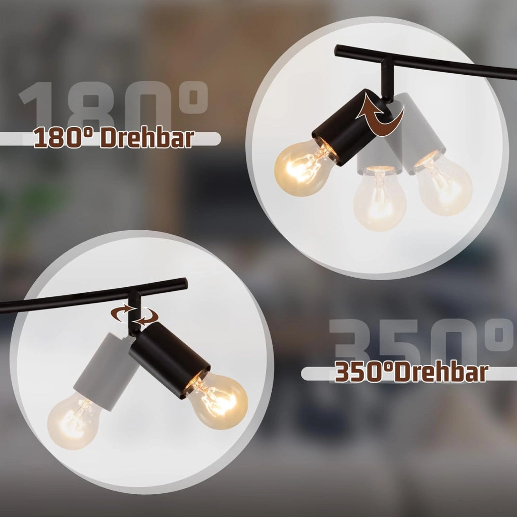 ZMH Faretto da soffitto nero a 4 luci orientabile a 350° E27 per cucina corridoio
