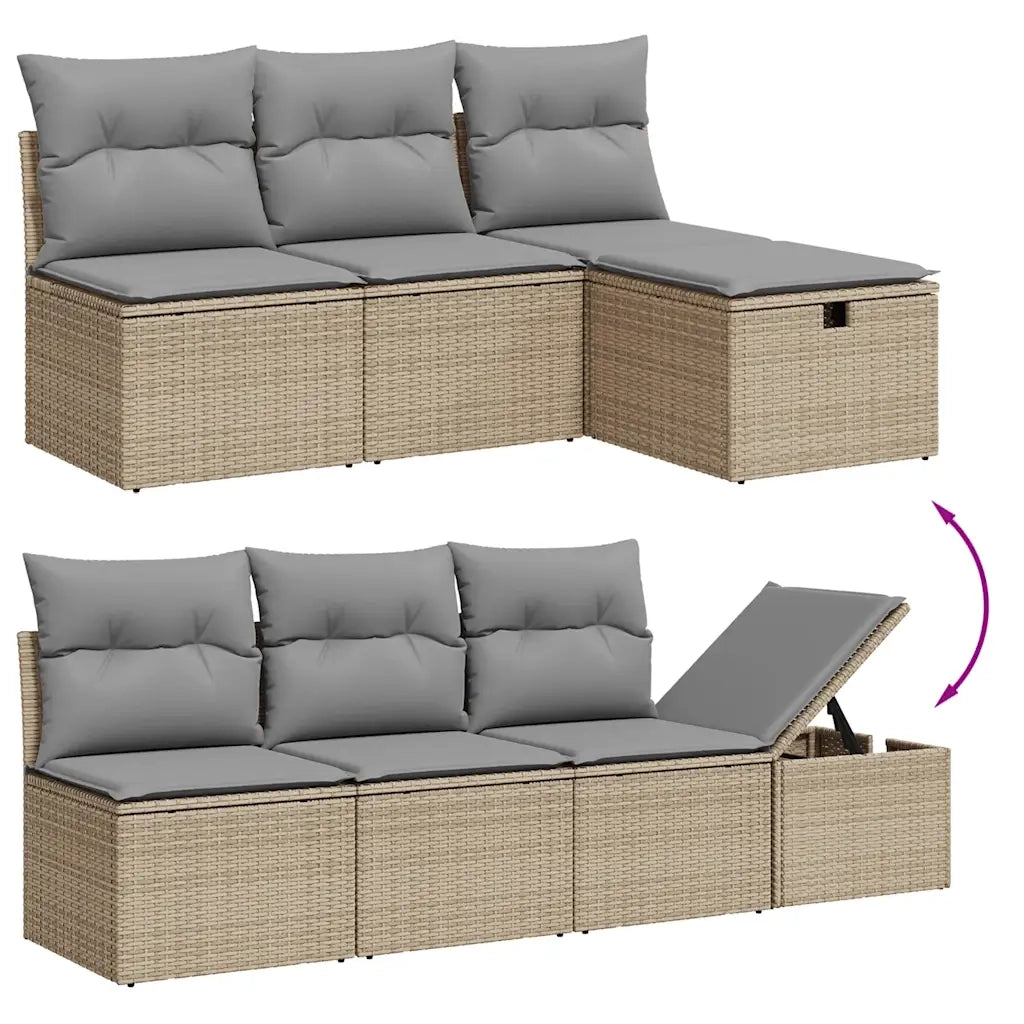 Set Divano da Giardino 8 pz con Cuscini Beige Misto Polyrattan 3263825