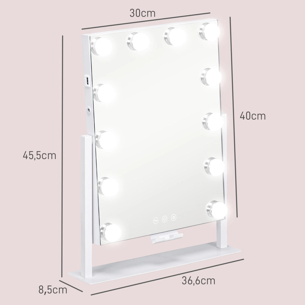 Specchio da bagno LED con 3 modalit¨¤ luce e regolazione dimmer ¨C Minimal ¨C Bianco 37x46 cm