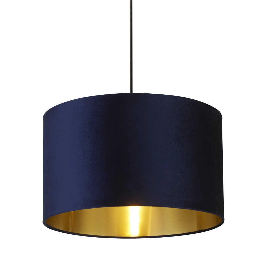 Paralume Contemporaneo Velluto Tessuto Blu Oro