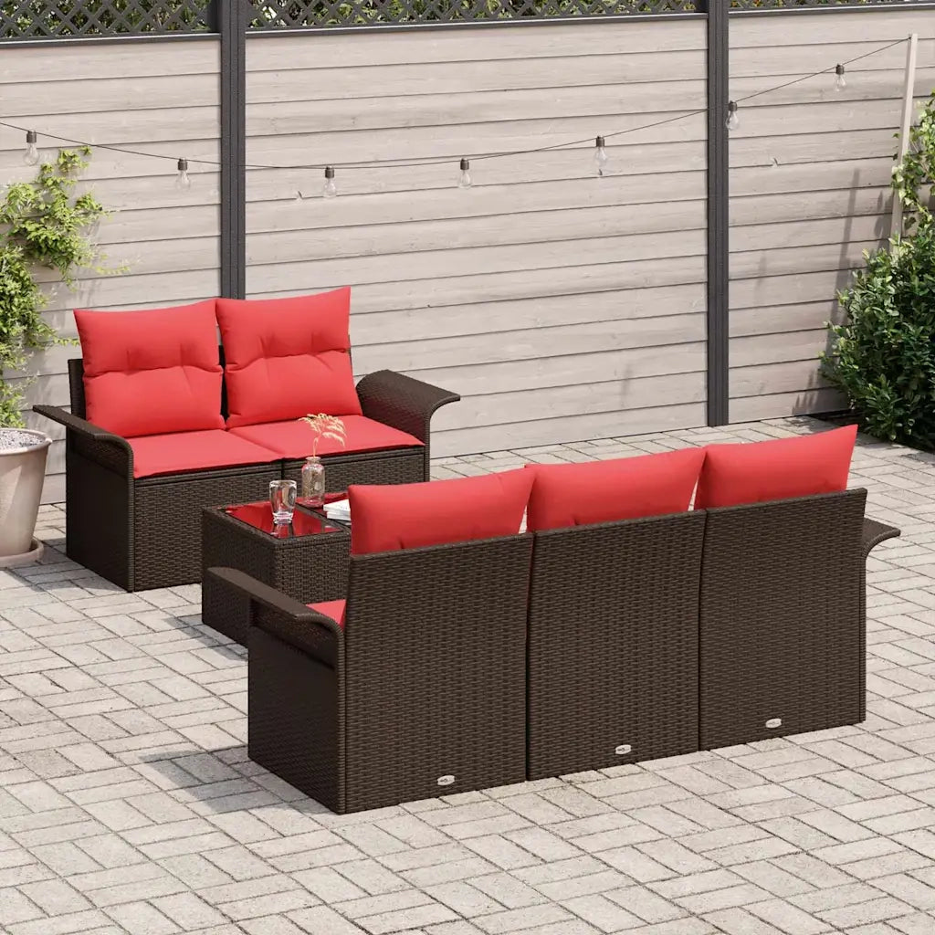 Set Divano da Giardino 6 pcs Beige e Rosso polyrattan 3353913