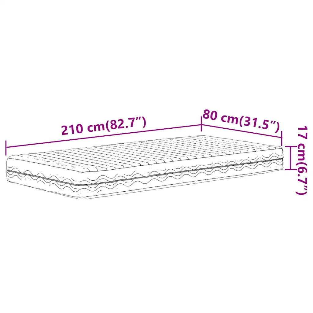 Materasso in Schiuma Bianco 80x210 cm Durezza H2 H3 4016630