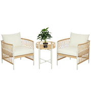 Set da Giardino 3 Pezzi in Rattan con Tavolino e Cuscini ¨C zephmum ¨C Giallo