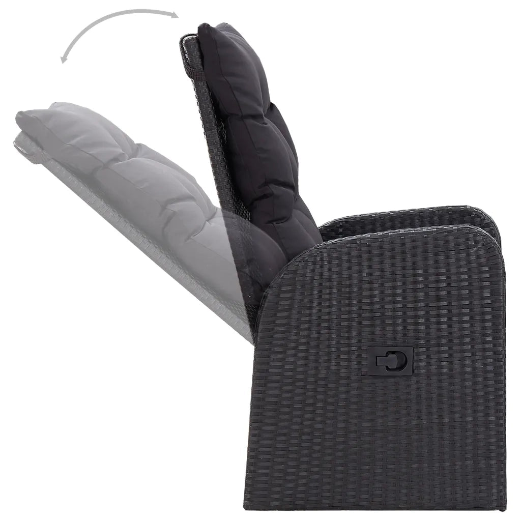 Set da Pranzo da Giardino 9 pz con Cuscini Nero 3099496