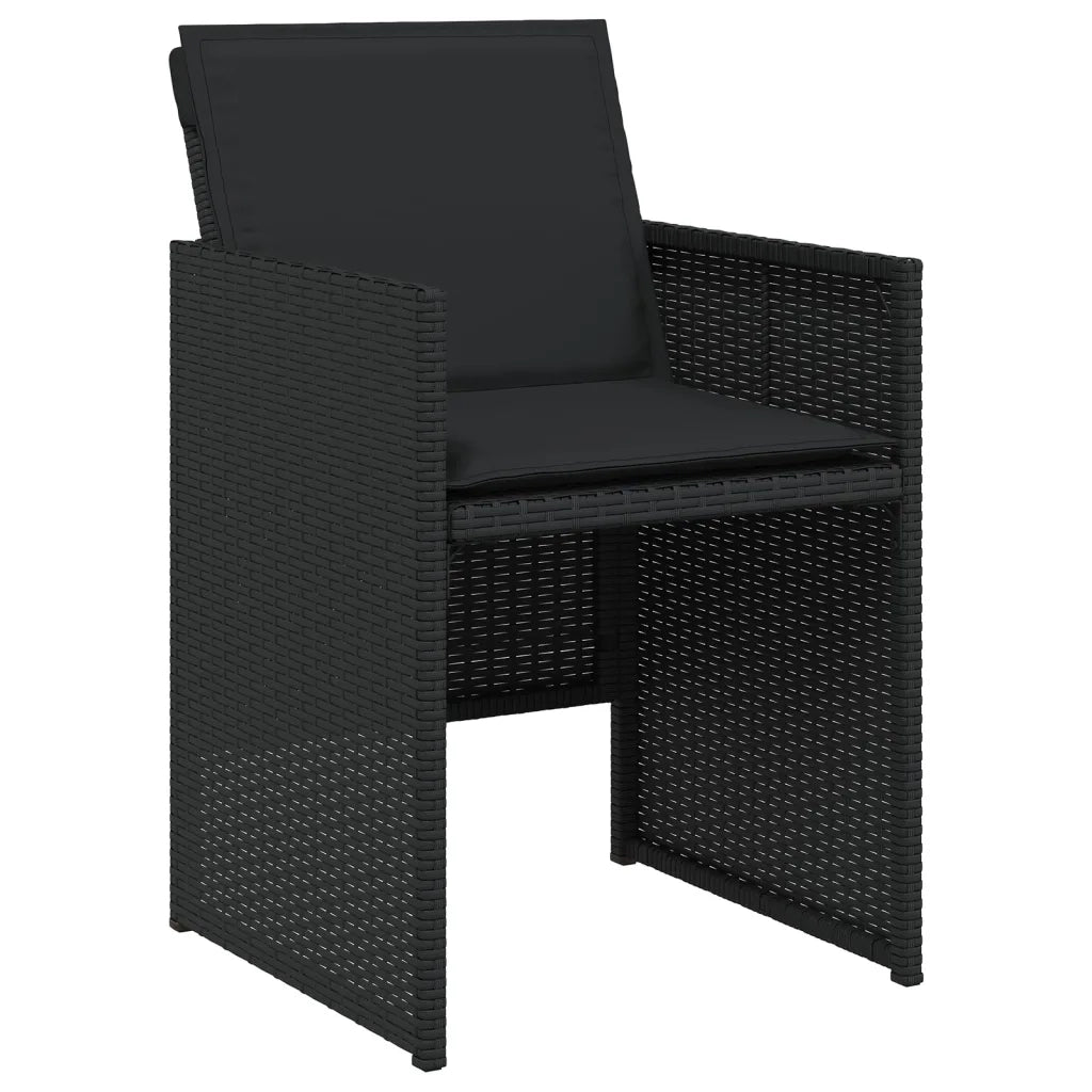 Set da Pranzo da Giardino 15 pz con Cuscini Nero in Polyrattan 3277758