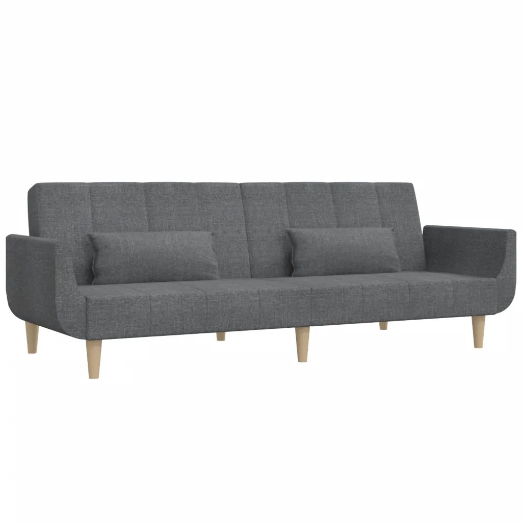 Divano Letto a 2 Posti con 2 Cuscini Grigio Chiaro in Tessuto 375869