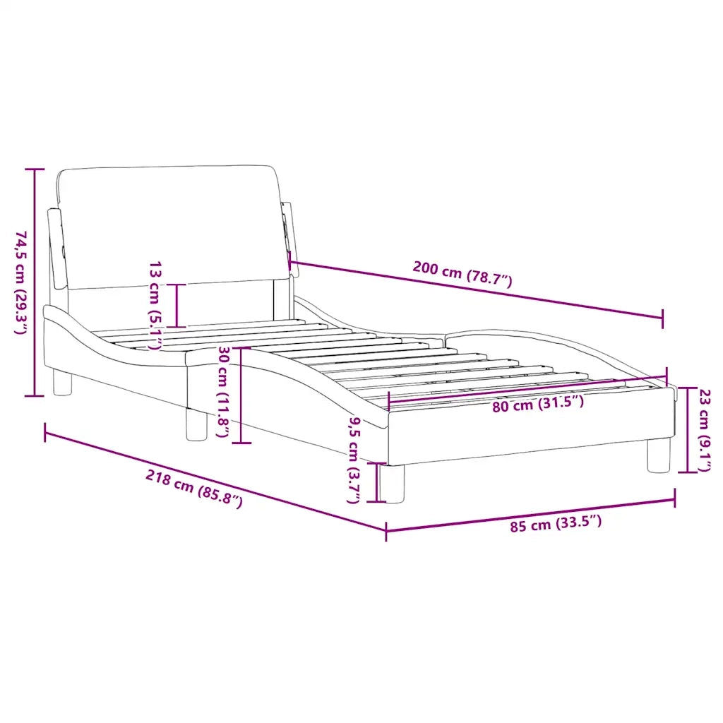 Giroletto-Struttura Letto Dover Grigio Scuro 80x200 cm Velluto