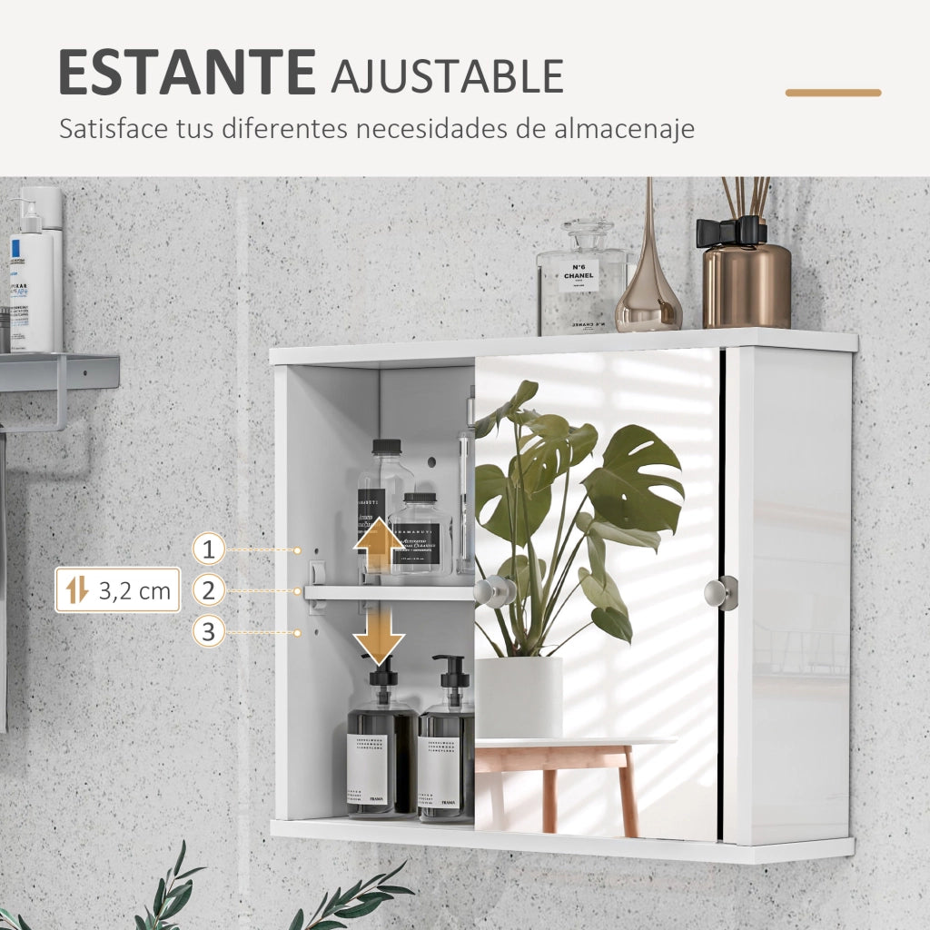 Armadio Bagno con Specchio e Ripiano Aggiustabile ¨C Minimal ¨C Bianco 55x15x45