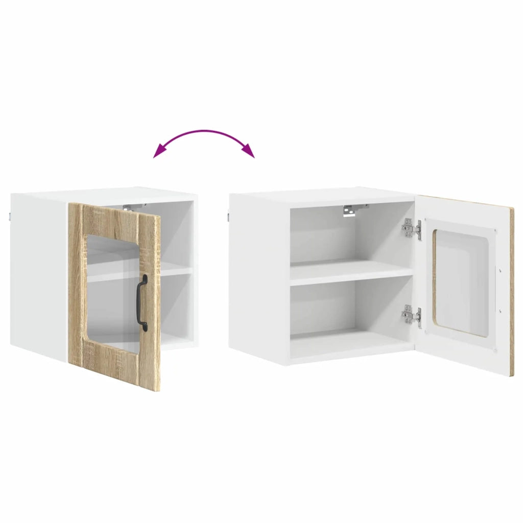 Pensile da cucina | Mobile in vetro da parete LUCCA 2 pz Rovere Sonoma