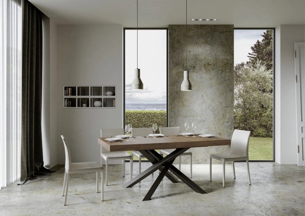 Tavolo allungabile 90x160/264 cm Volta Noce telaio Antracite
