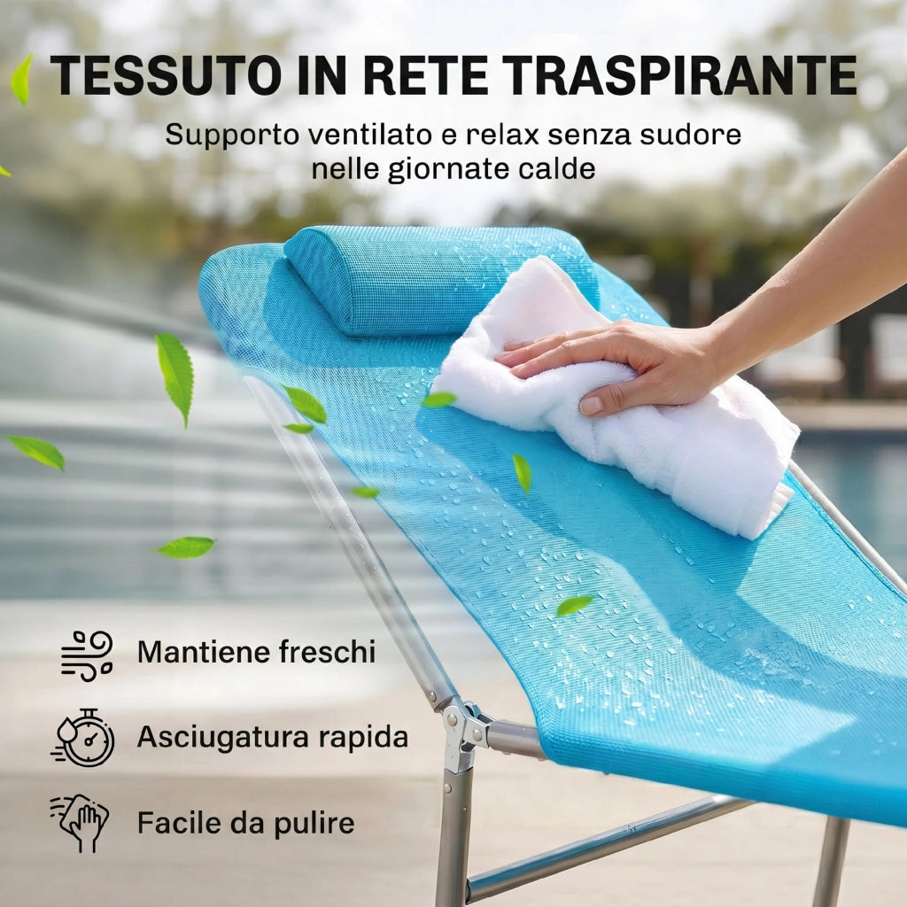 Lettino Prendisole Pieghevole con Schienale Reclinabile ¨C Xylo ¨C Cuscino, 182x56x24.5cm