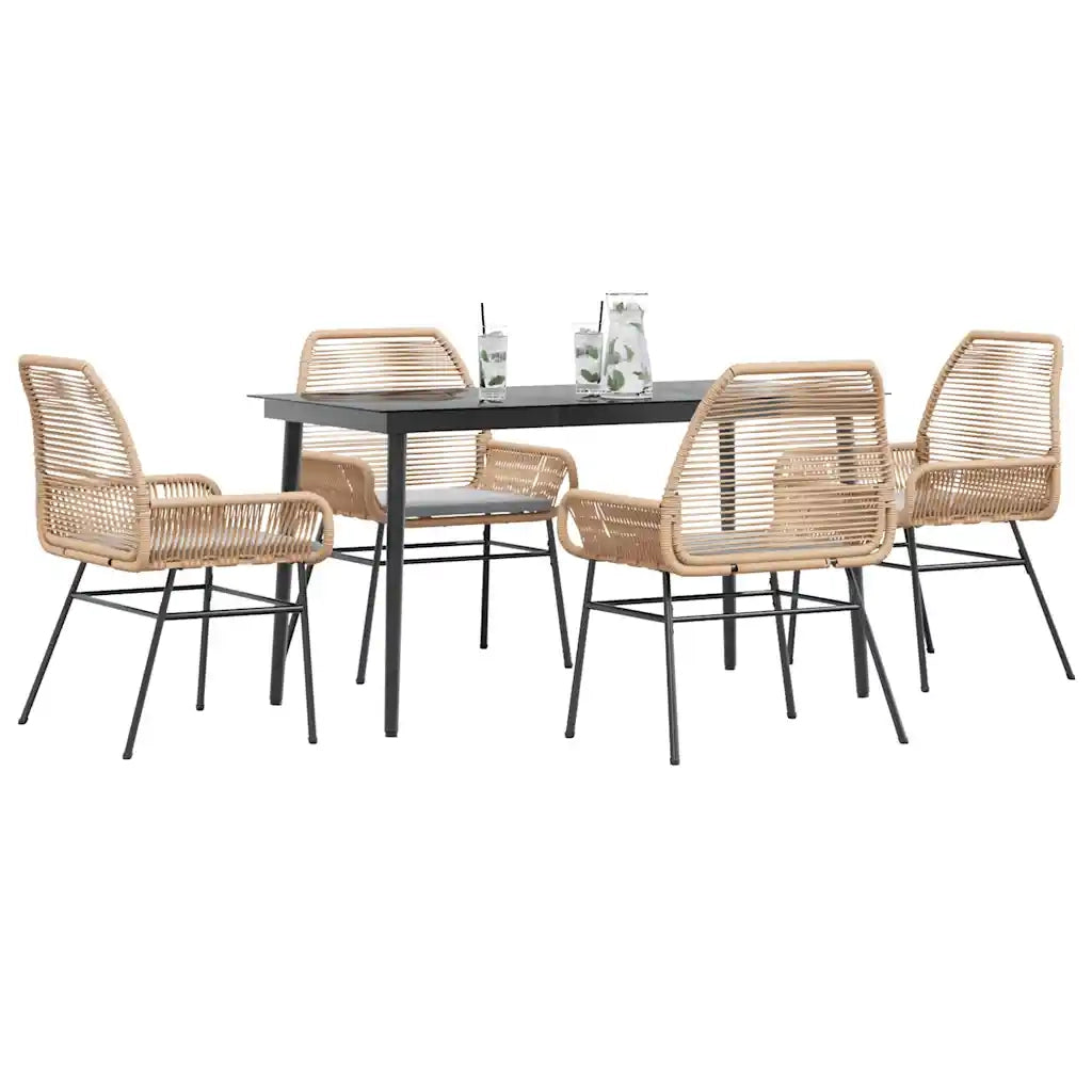 Set da Pranzo da Giardino 5pz con Cuscini Polyrattan Vetro 3334473