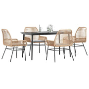 Set da Pranzo da Giardino 5pz con Cuscini Polyrattan Vetro 3334473