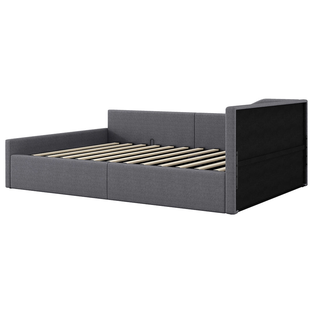 Letto imbottito - Xylo - 140x200cm con contenitore, grigio