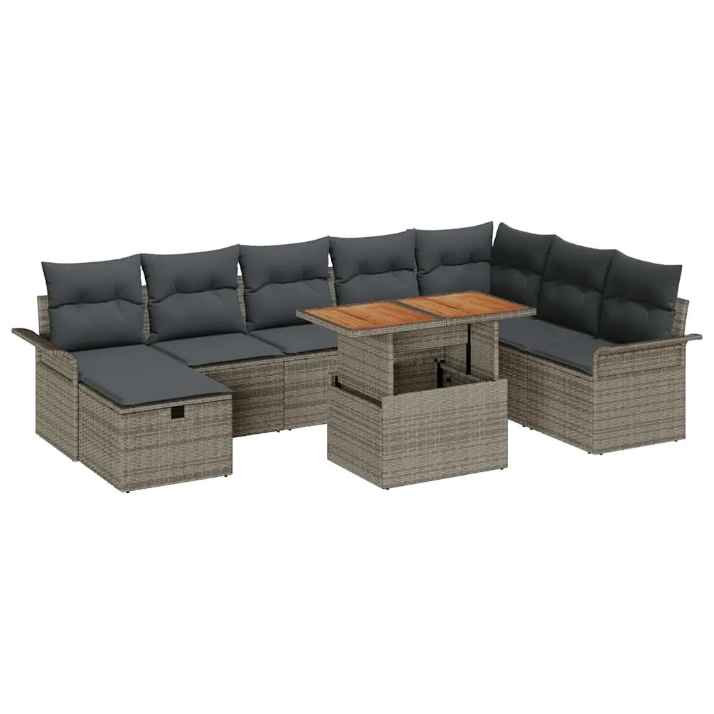Set Divano da Giardino 9 pcs Grigio polyrattan 3361258