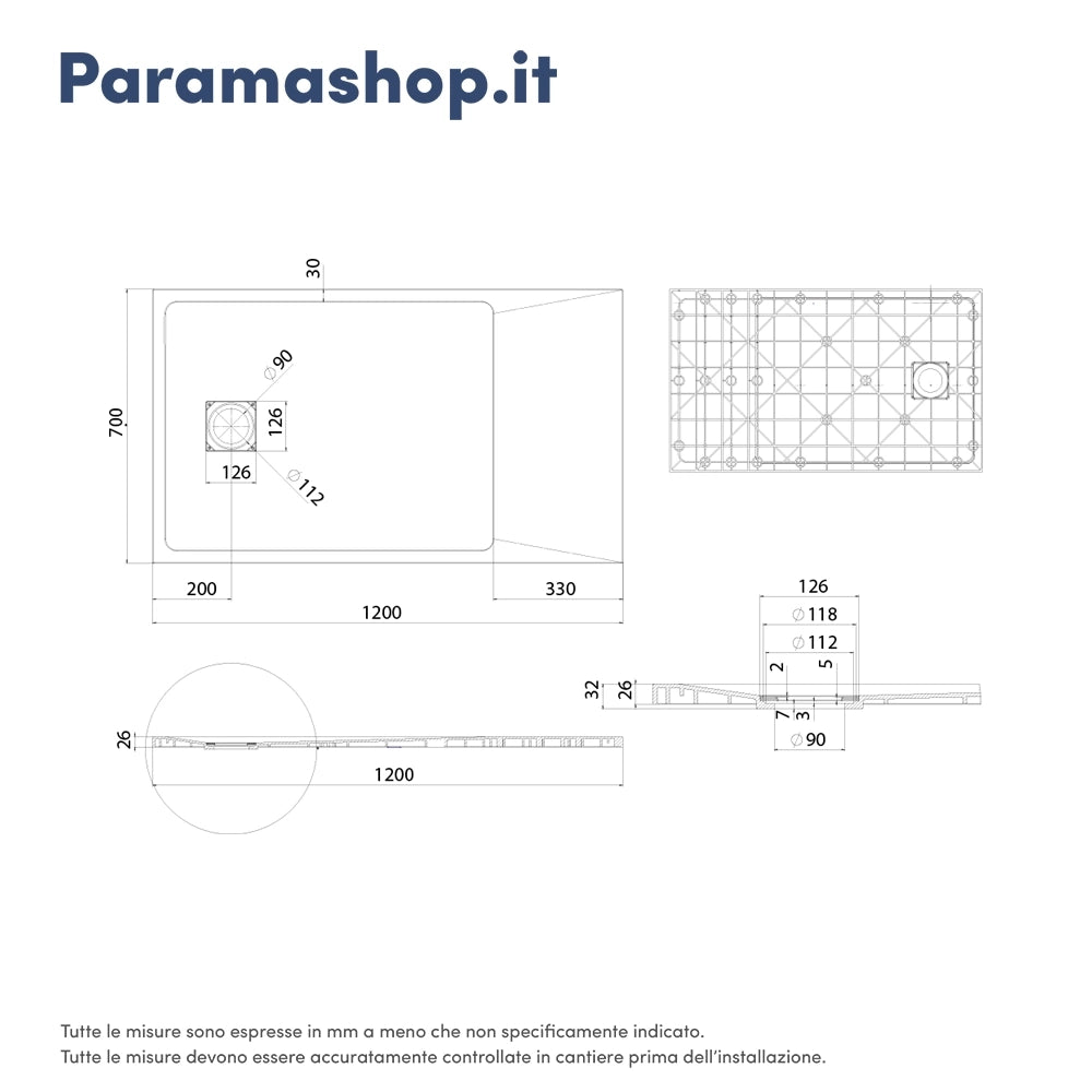Piatto doccia 70x120 cm colore marrone effetto pietra | Samos