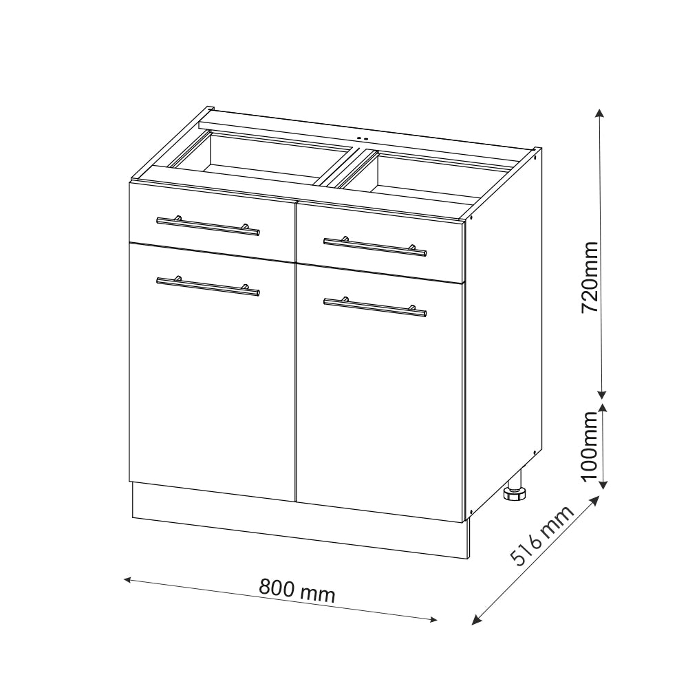 Mobiletto base per cucina Fame-Line Bianco lucido/Bianco 80 cm, PL Rovere Vicco