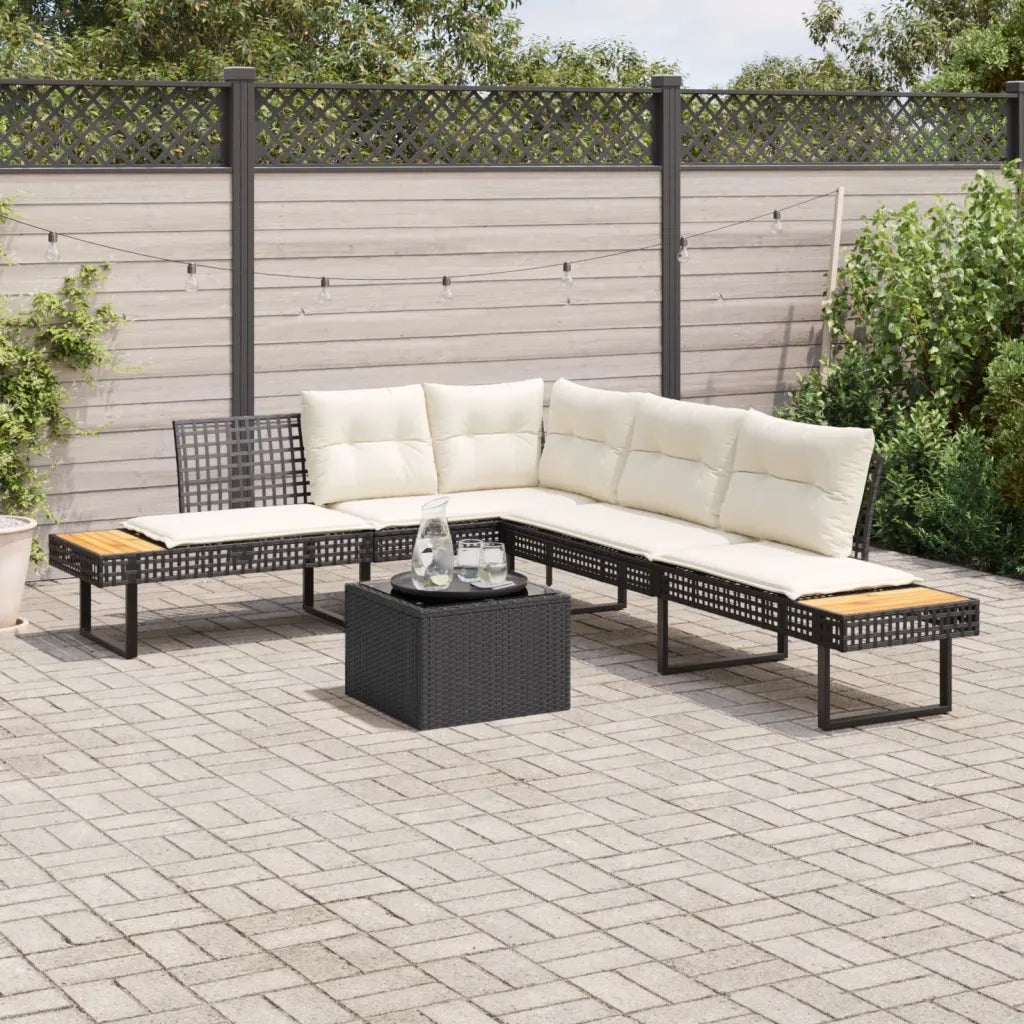 Set Divani da Giardino 2 pz con Cuscini Nero Polyrattan e Vetro 3277493
