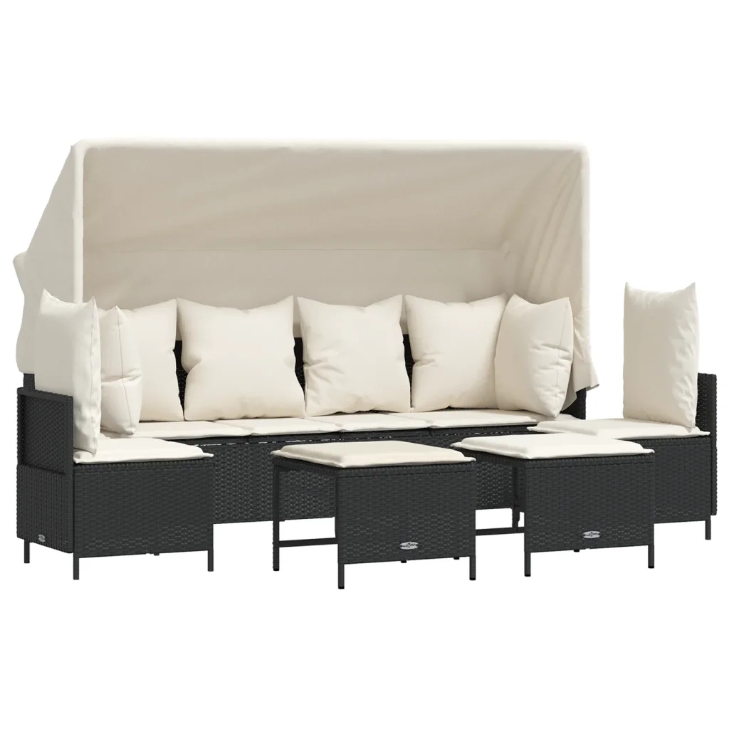 Set Divani da Giardino 5 pz con Cuscini in Polyrattan Nero 3261551