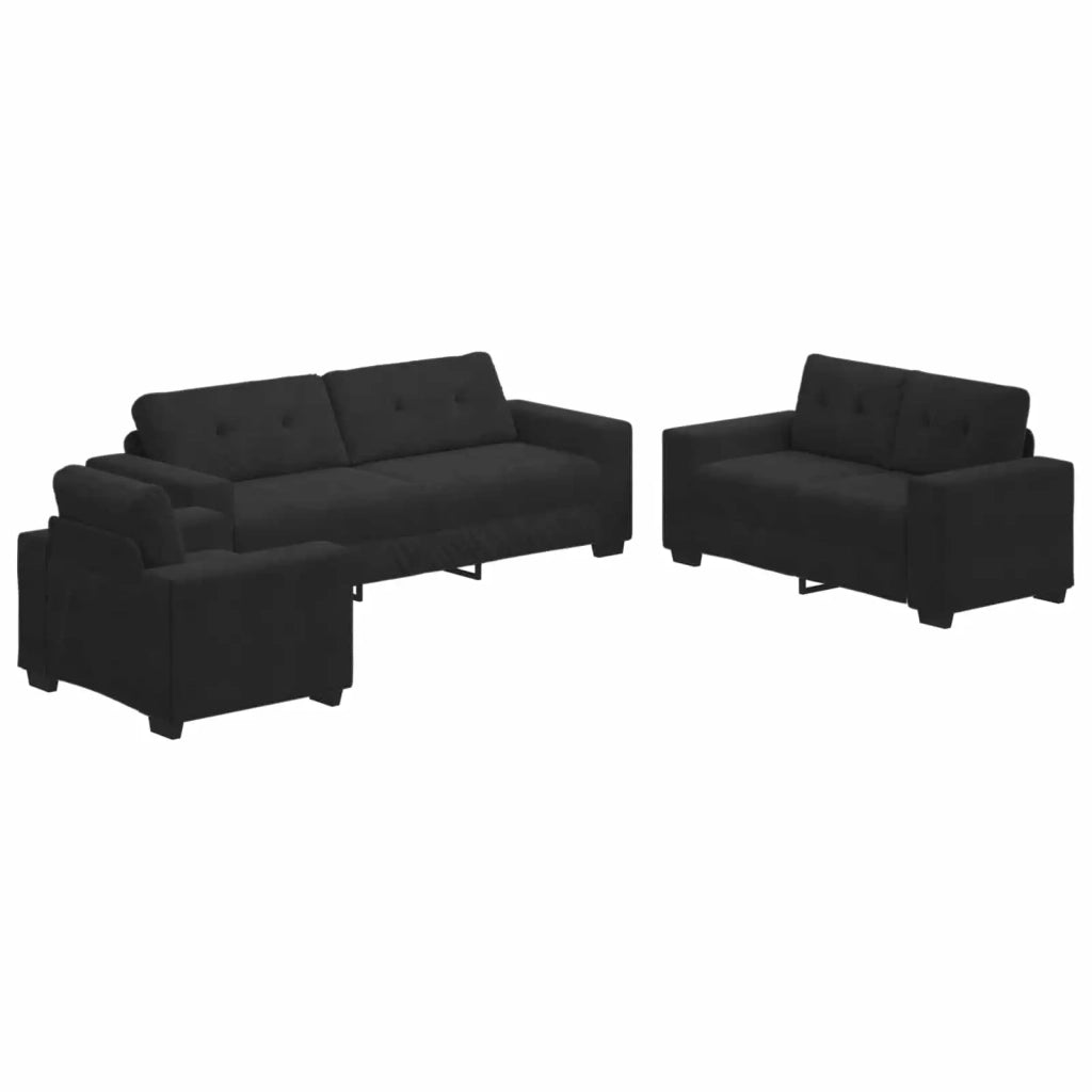 Set di divani 3 pcs Nero 221 x 80 x 80 cm Velluto 3324644