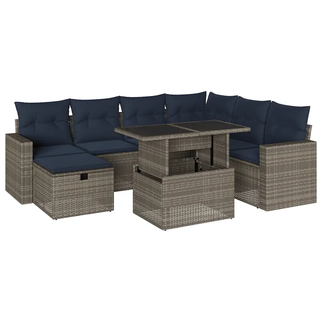 Set Divani da Giardino 8 pz con Cuscini Grigio in Polyrattan 3274841