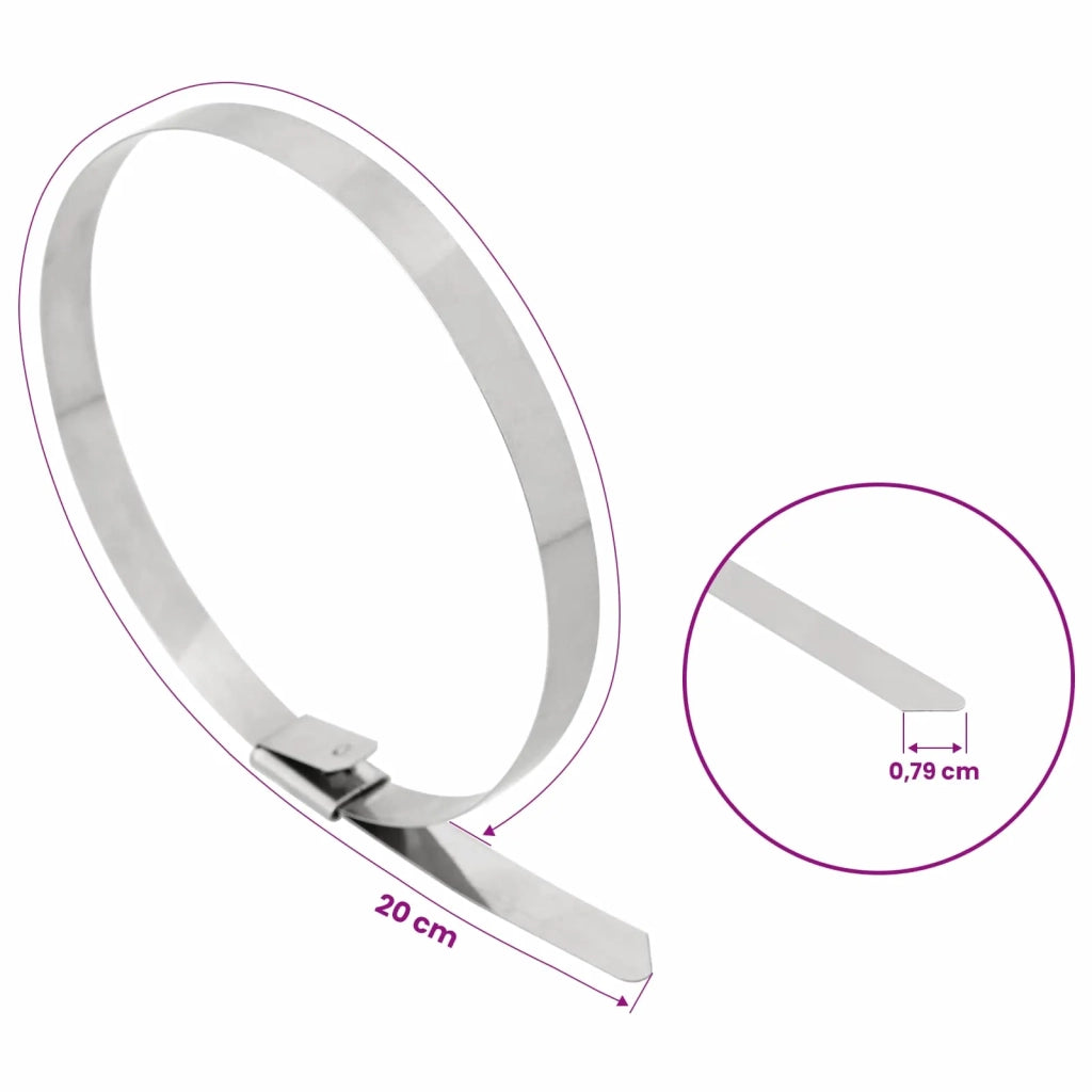 Fascetta per Cavi 12 pz 7,9 x 200 mm Argento 42029352