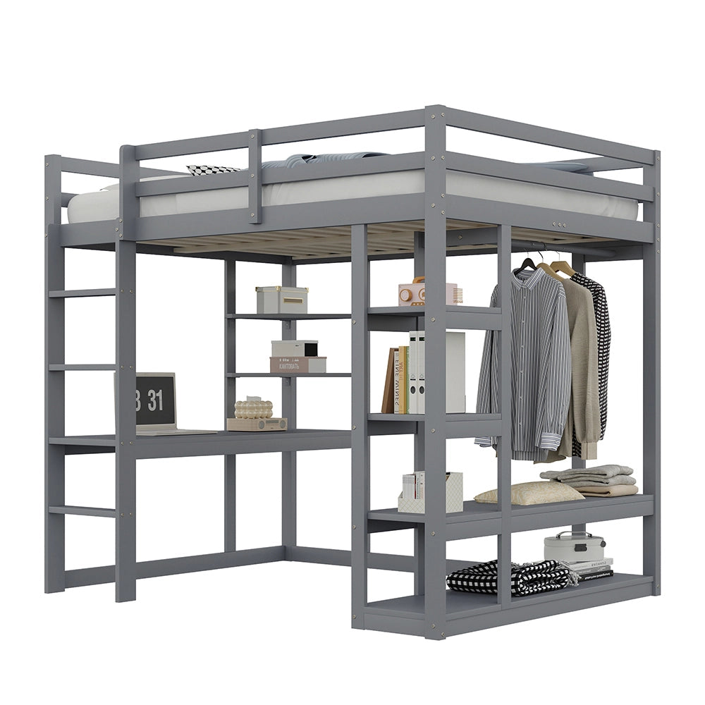 Letto a castello - Xylo - 140x200 cm scrivania grigio