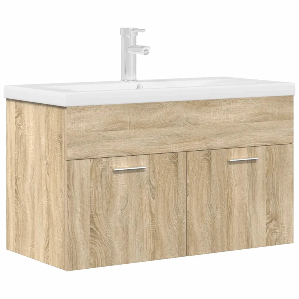 Mobile da Bagno con Lavabo Integrato e Rubinetto Rovere Sonoma 3325015