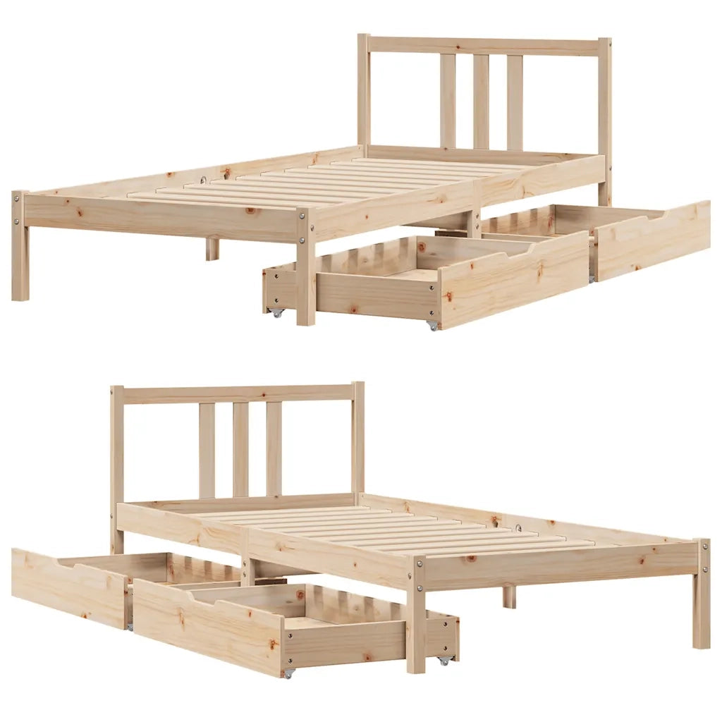 Letto singolo | Letto per adulti | Letto senza Materasso 90x190 cm in Legno Massello di Pino