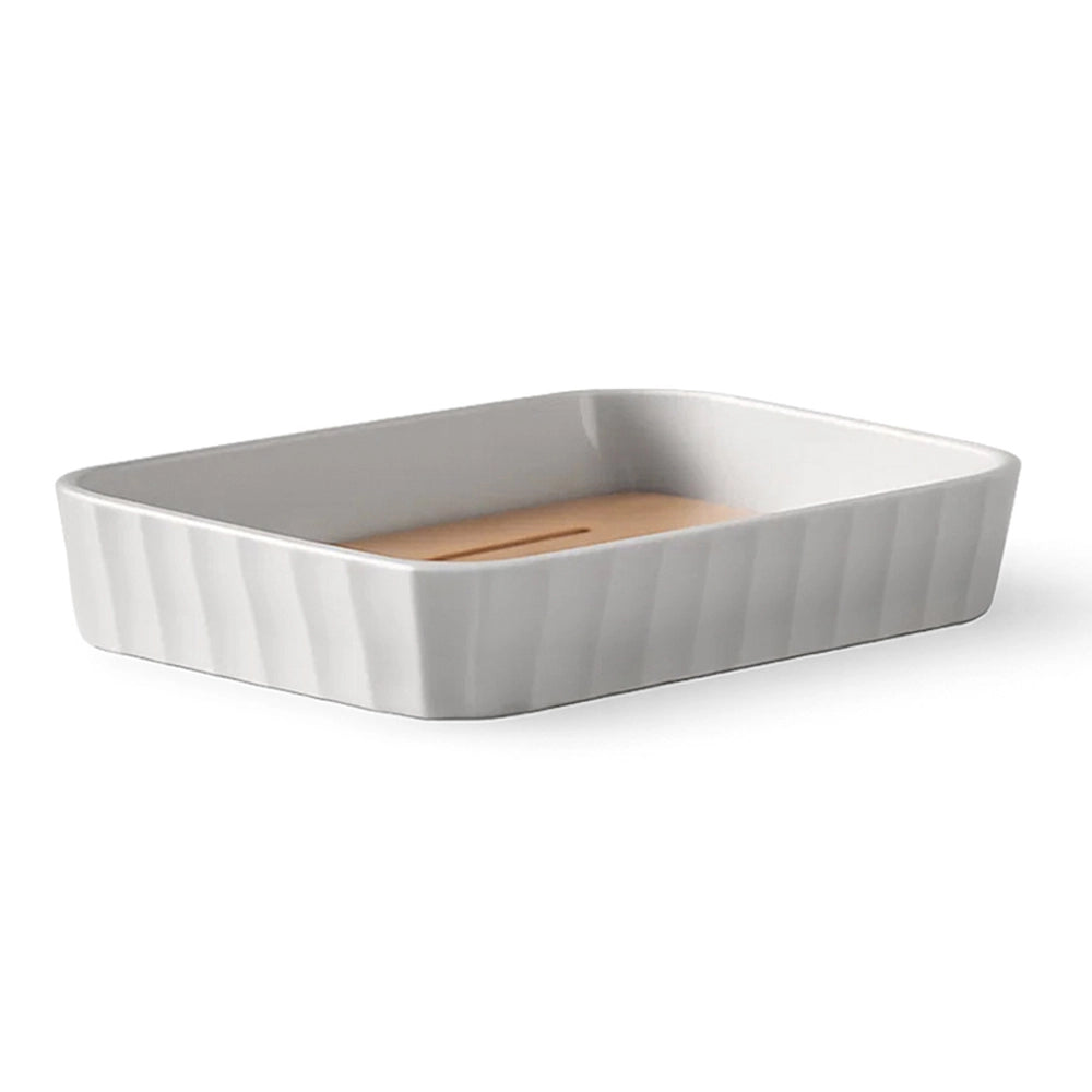Set accessori bagno crema in plastica e bambù 5 pezzi – Show