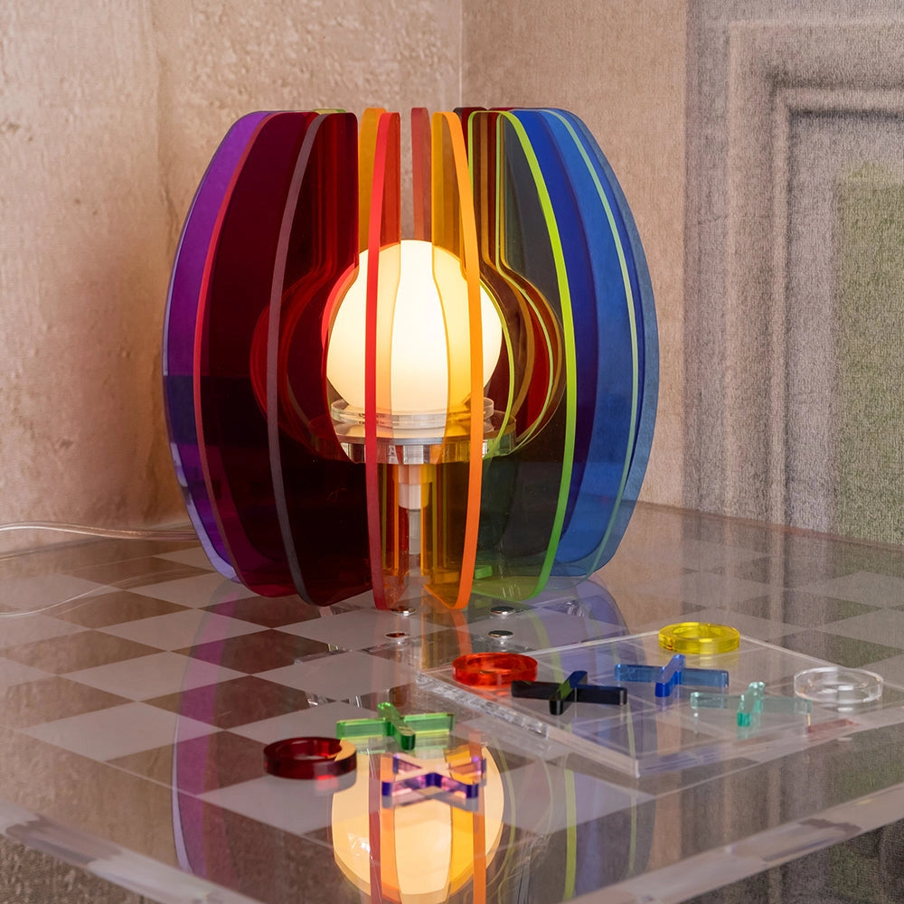 LAMPADA PICCOLA IRIDE IN CRISTALLO ACRILICO 1 LUCE ATTACCO E14 MULTICOLOR