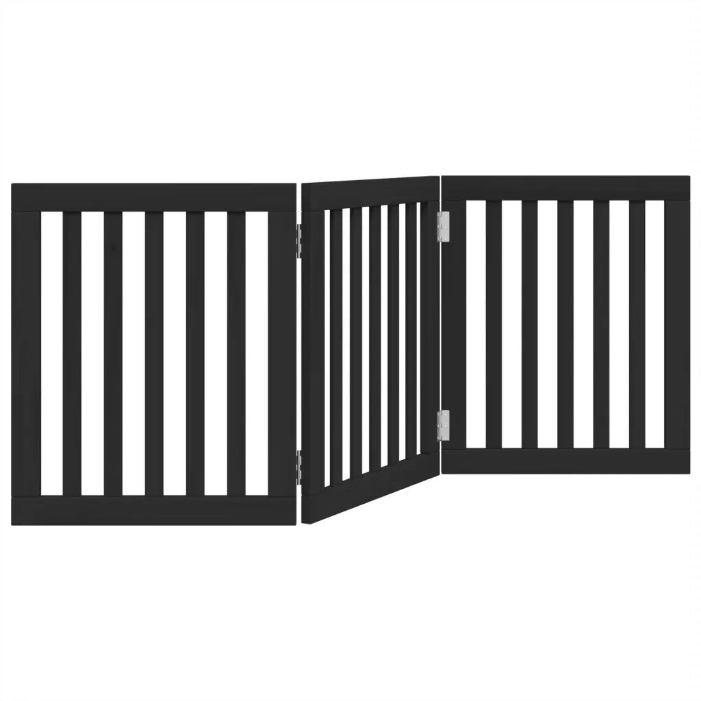 Cancello per Cani Pieghevole 3 Pannelli Nero 150cm Legno Pioppo 352252
