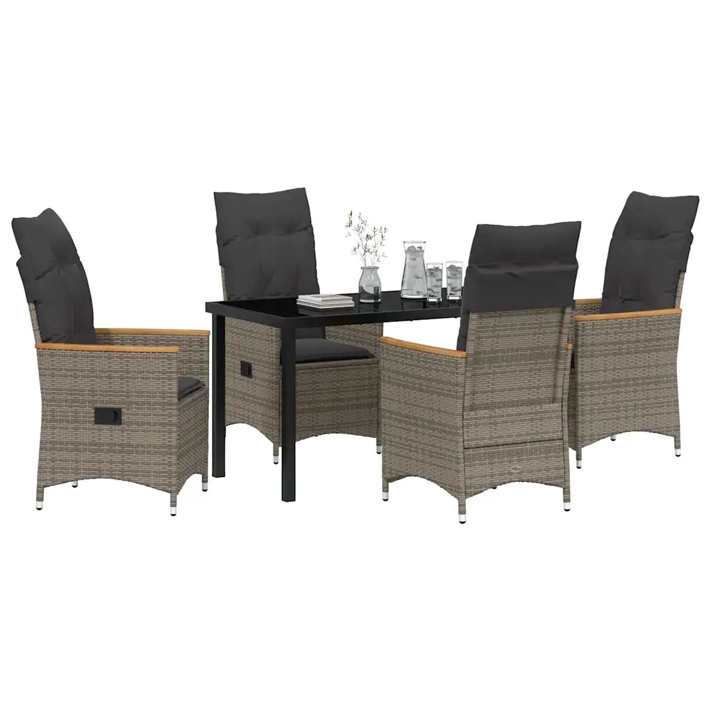 Set da Pranzo per Giardino con cuscino 5 pcs Grigio polyrattan 3379620