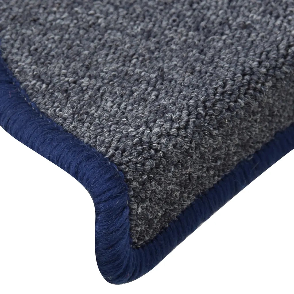 Tappetini per scale 15 pz 56x17x3 cm Grigio scuro e blu semicircolari 322364