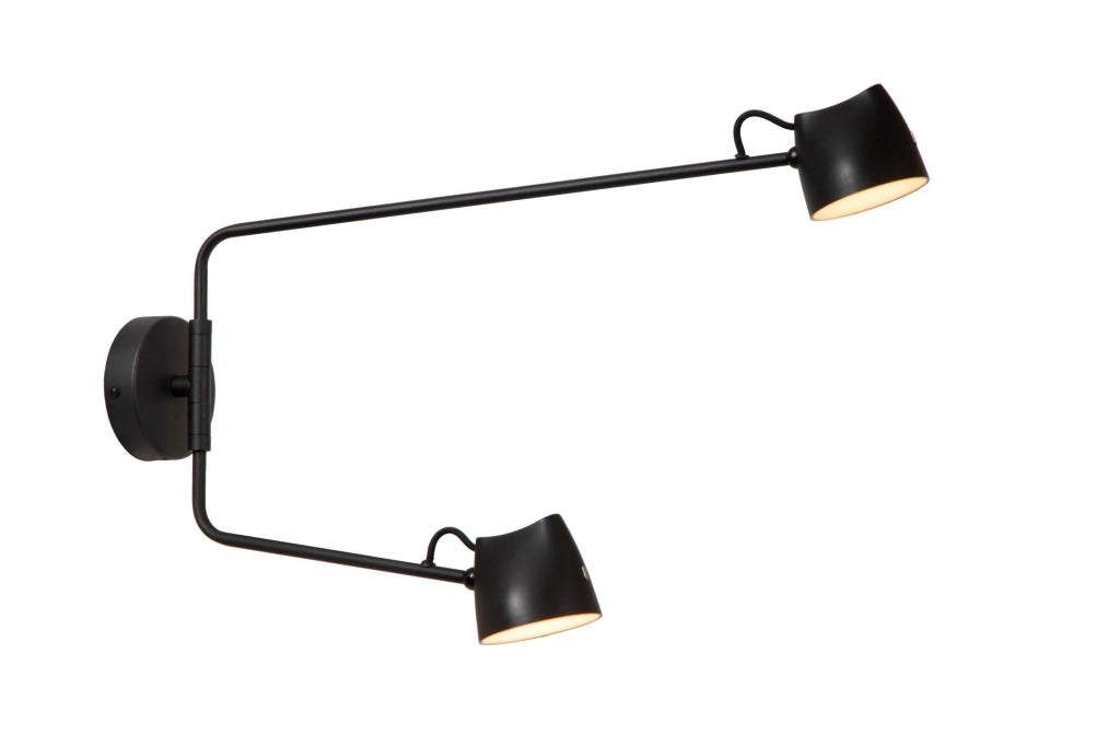 Applique LED da parete loft MILNE 2 luci nera Lucide