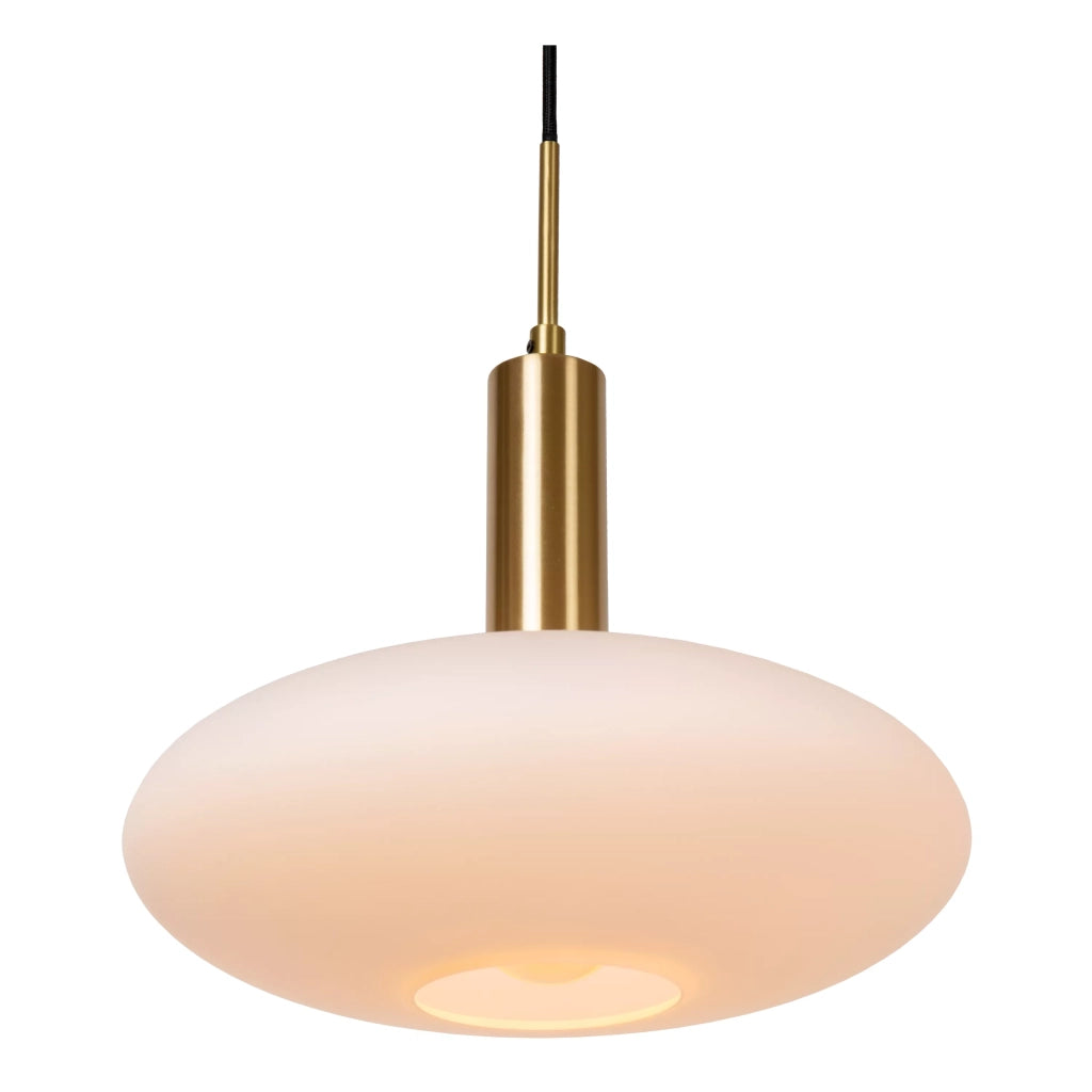 Lampada a sospensione Singala vetro bianco ottone E27